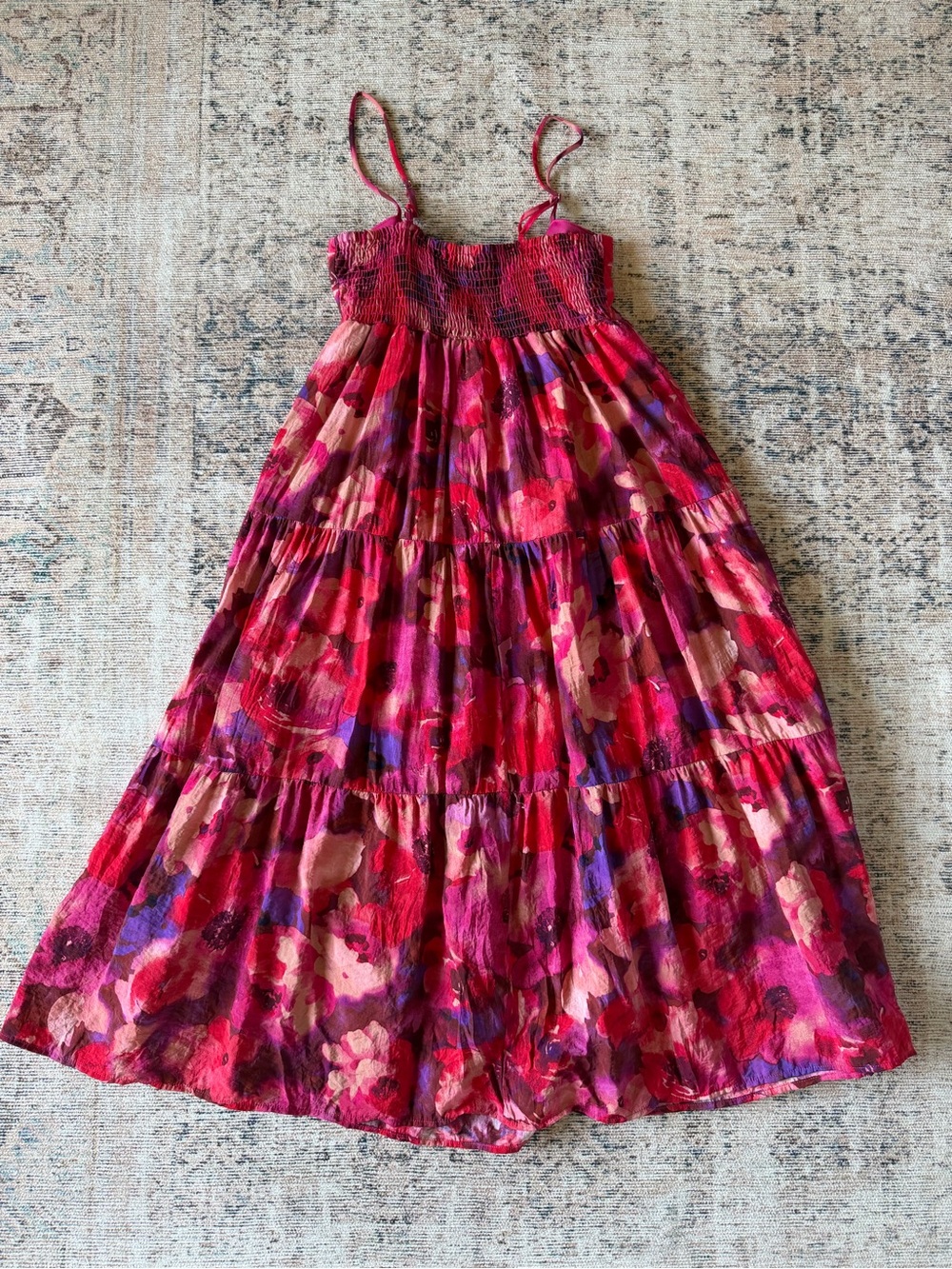 Gilli Floral Tiered Midi Dress in Pink and Magenta - Picture 5 of 5